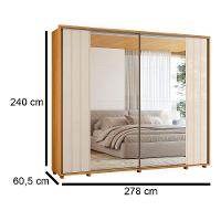 Guarda-roupa Casal Dalí Ripado Com Escada 2 Portas 8 Gavetas 2 Portas C/ Espelho - 7 Decor Cinamomo E Off White - 4