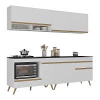 Armário De Cozinha Modulada Compacta Com Balcão Para Cooktop/forno Veneza Multimóveis Mp2262 Branco/dourado - 2