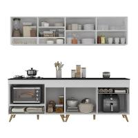 Armário De Cozinha Modulada Compacta Com Balcão Para Cooktop/forno Veneza Multimóveis Mp2262 Branco/dourado - 5