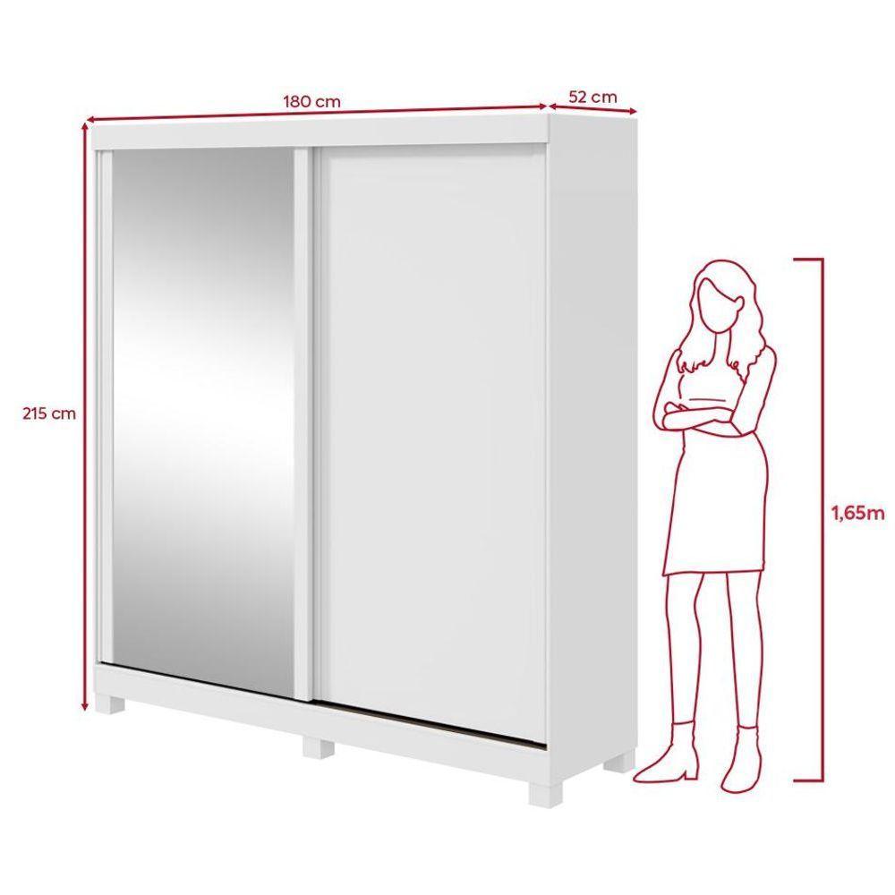 Guarda-roupa 2 Portas De Correr 2 Gavetas Easy Com Espelho E Pés Light Branco - 4