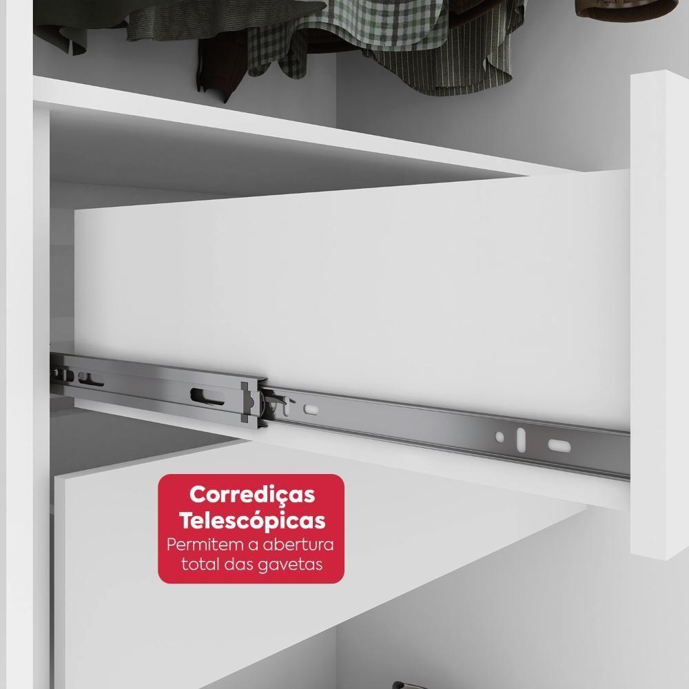 Guarda-roupa 2 Portas De Correr 2 Gavetas Easy Com Espelho E Pés Light Branco - 5