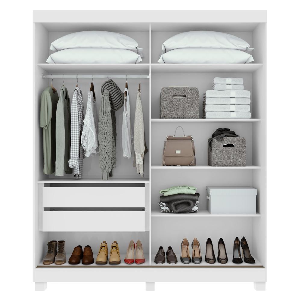 Guarda-roupa 2 Portas De Correr 2 Gavetas Easy Com Espelho E Pés Light Branco - 10
