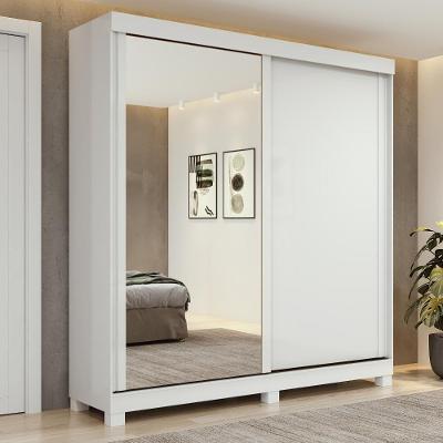 Guarda Roupa Casal Easy Light 2 Portas de Correr 2 Gavetas Branco MDF MDP