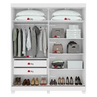 Guarda-roupa 2 Portas De Correr 2 Gavetas Easy Com Espelho E Pés Light Branco - 3