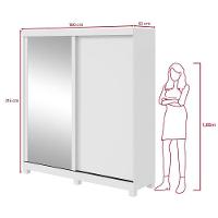 Guarda-roupa 2 Portas De Correr 2 Gavetas Easy Com Espelho E Pés Light Branco