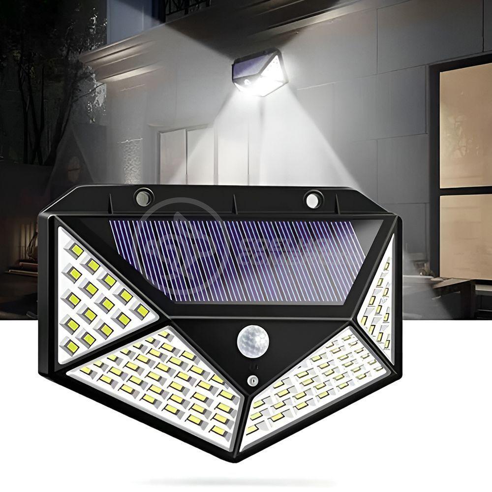 Luminária Lampada Recarregável Energia Solar Com Sensor De Movimento 100 Leds Luz Branca Ip65 - 2