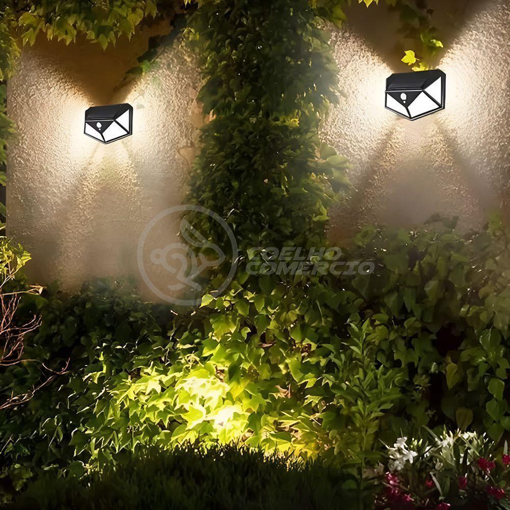 Luminária Lampada Recarregável Energia Solar Com Sensor De Movimento 100 Leds Luz Branca Ip65 - 4
