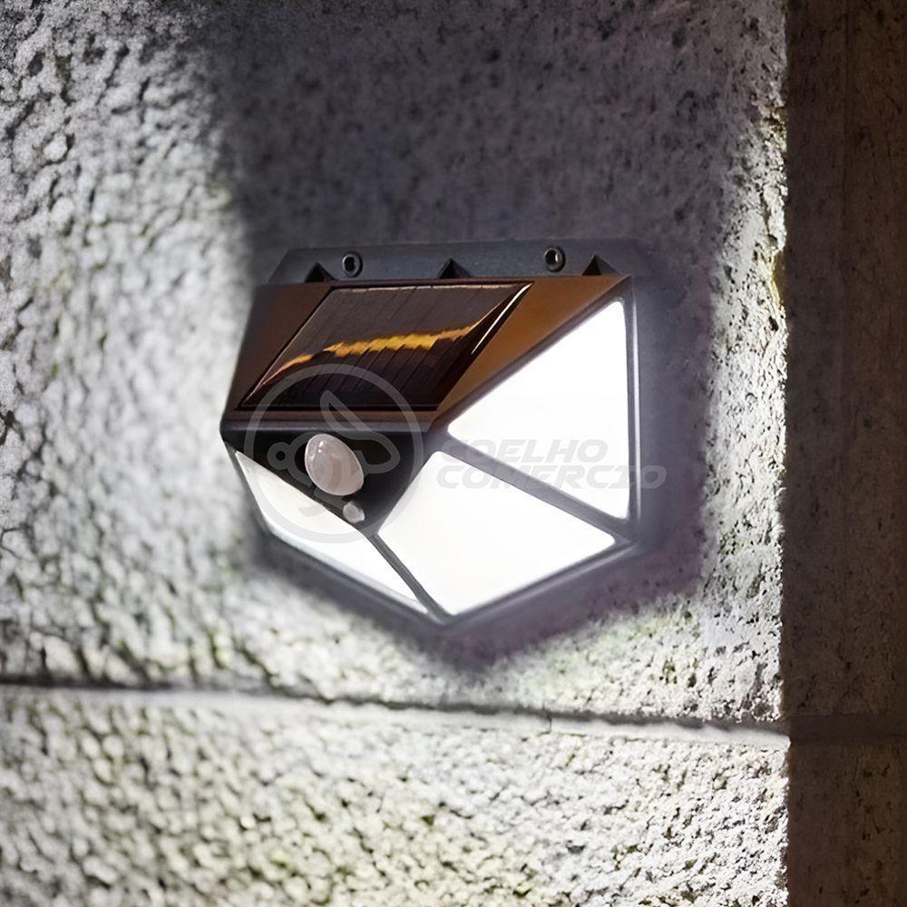 Luminária Lampada Recarregável Energia Solar Com Sensor De Movimento 100 Leds Luz Branca Ip65 - 5