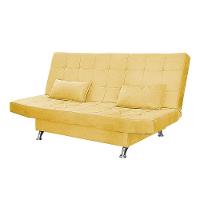Sofá Cama Casal 3 Lugares Com Almofadas Bettina Suede Amarelo - 1