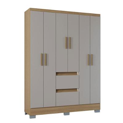 Guarda Roupa Napoles 6 Portas 2 Gavetas Poquema Damasco/off White