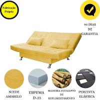 Sofá Cama Casal Com Almofada Califórnia Suede Amarelo - 5