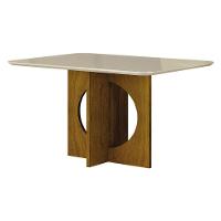 Mesa De Jantar Lorena Plus 120x80 Com Vidro Freijó Off White - Leifer Móveis - 1