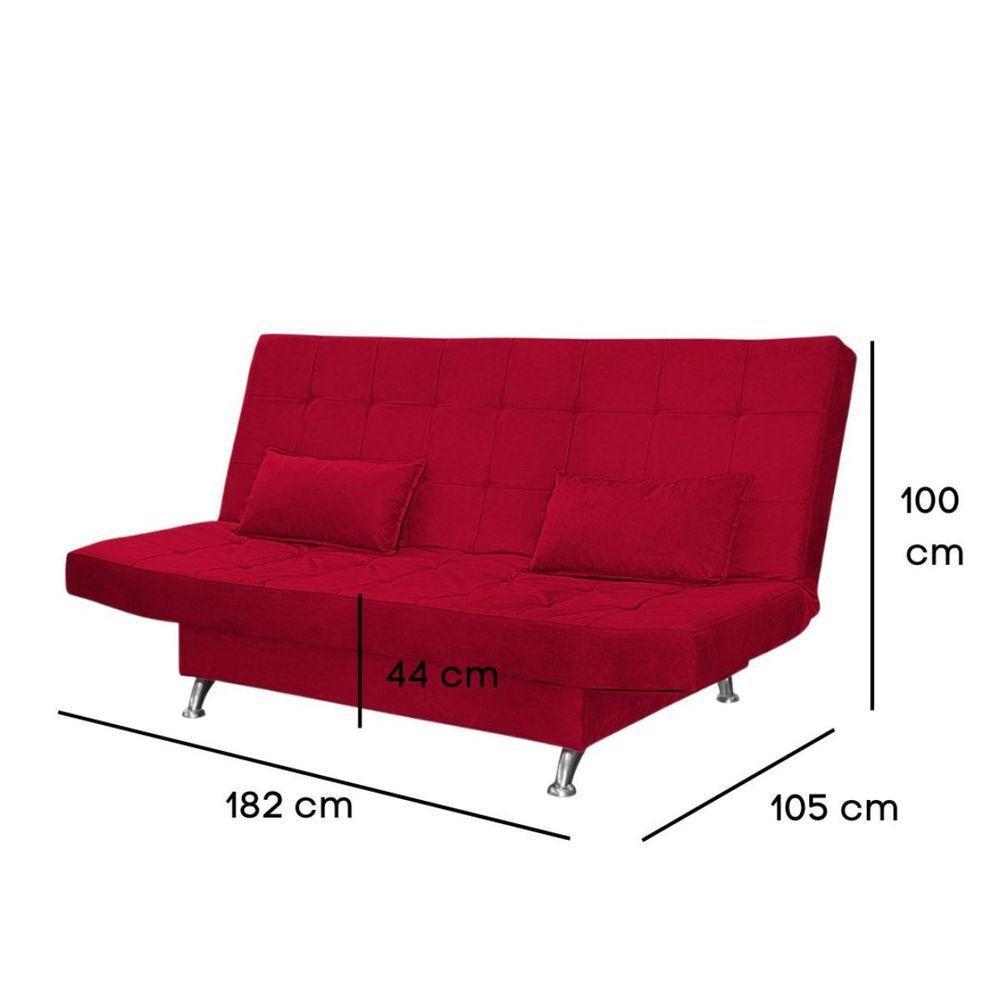 Sofá Cama Casal Com Almofadas Chicago Suede Vermelho - 3