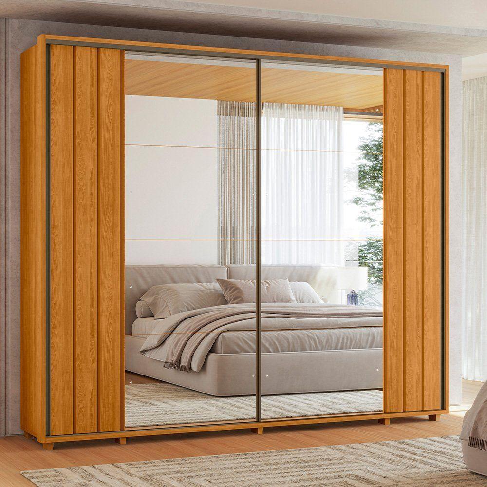 Guarda-roupa Casal Dalí Ripado Com Escada 2 Portas 8 Gavetas 2 Portas C/ Espelho - 7 Decor Cinamomo - 2