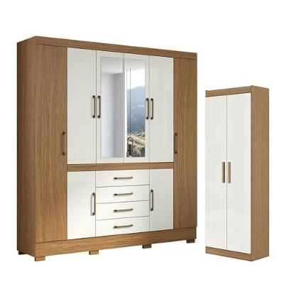 Guarda Roupa Casal Nápole 8 Portas 4 Gavetas Atacama Off White e Armário Multiuso