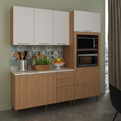 Cozinha Compacta 3 Peças CR20450 6 Portas 5 Gavetas MDF 200cm Branco Freijó