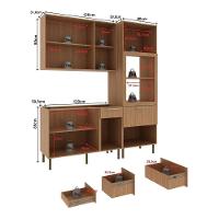 Cozinha Compacta 3 Peças Com Armário Paneleiro E Balcão Com Tampo Multimóveis Cr20450 Freijó/branco/mármore Branco - 5