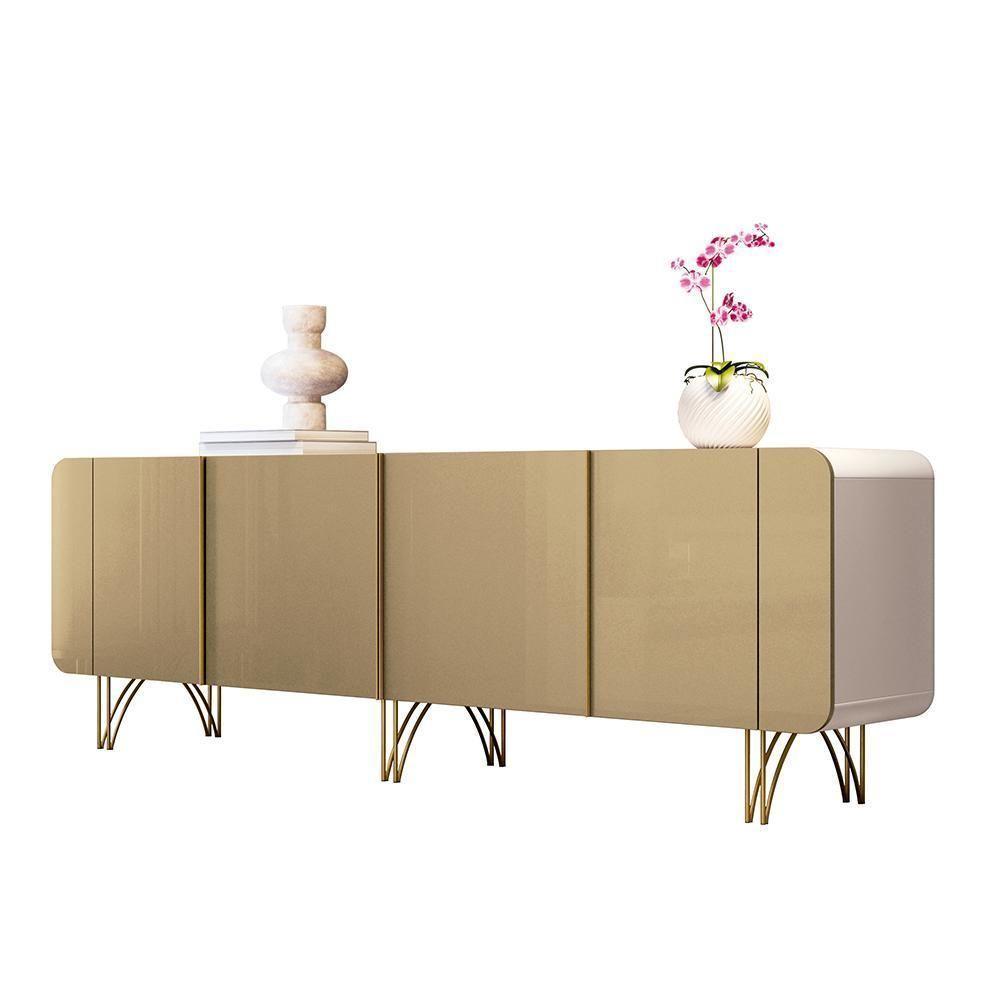 Sala De Jantar Com Cristaleira évora E Balcão Buffet Saluti Off White-champanhe Hb Móveis Off White-champanhe - 4