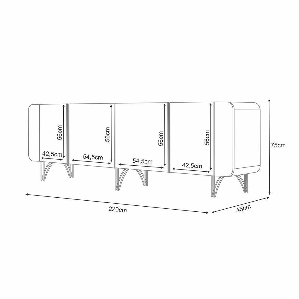 Sala De Jantar Com Cristaleira évora E Balcão Buffet Saluti Off White-champanhe Hb Móveis Off White-champanhe - 6