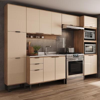 Armário de Cozinha Completa com Balcão Miami Motion 1 Porta MDP Off White C Freijó