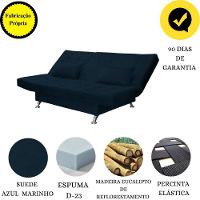 Sofá Cama Casal Com Almofadas Chicago Suede Azul Marinho - 5