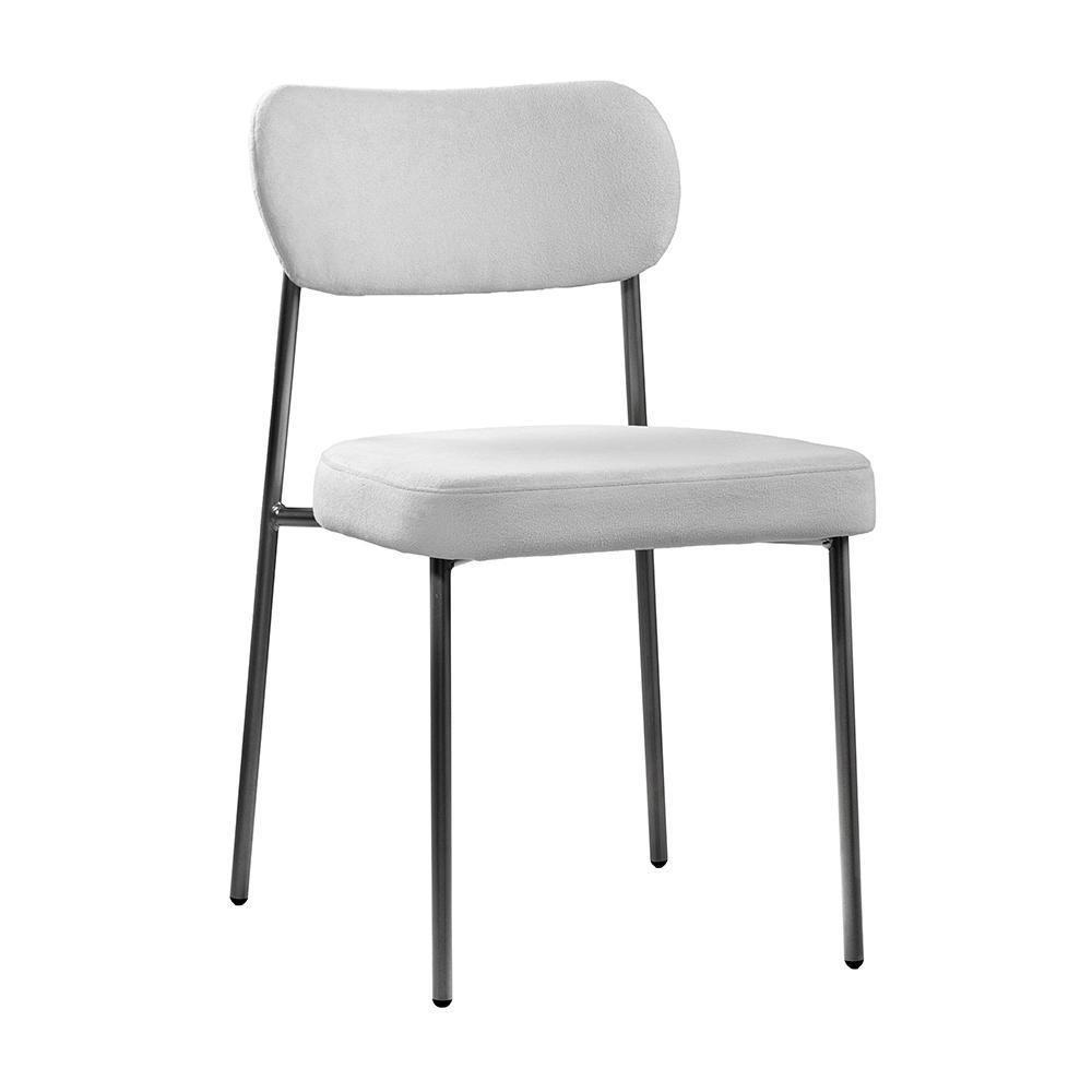 Cadeira Lavínia Bouclê Cinza/aço Preto - Salaone Bouclê Cinza/aço Preto - 1