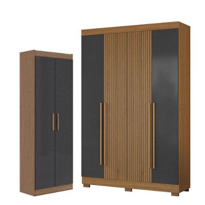 Guarda Roupa e Armário Multiuso Solteiro 2030240 2000191 6 Portas 2 Gavetas Atacama