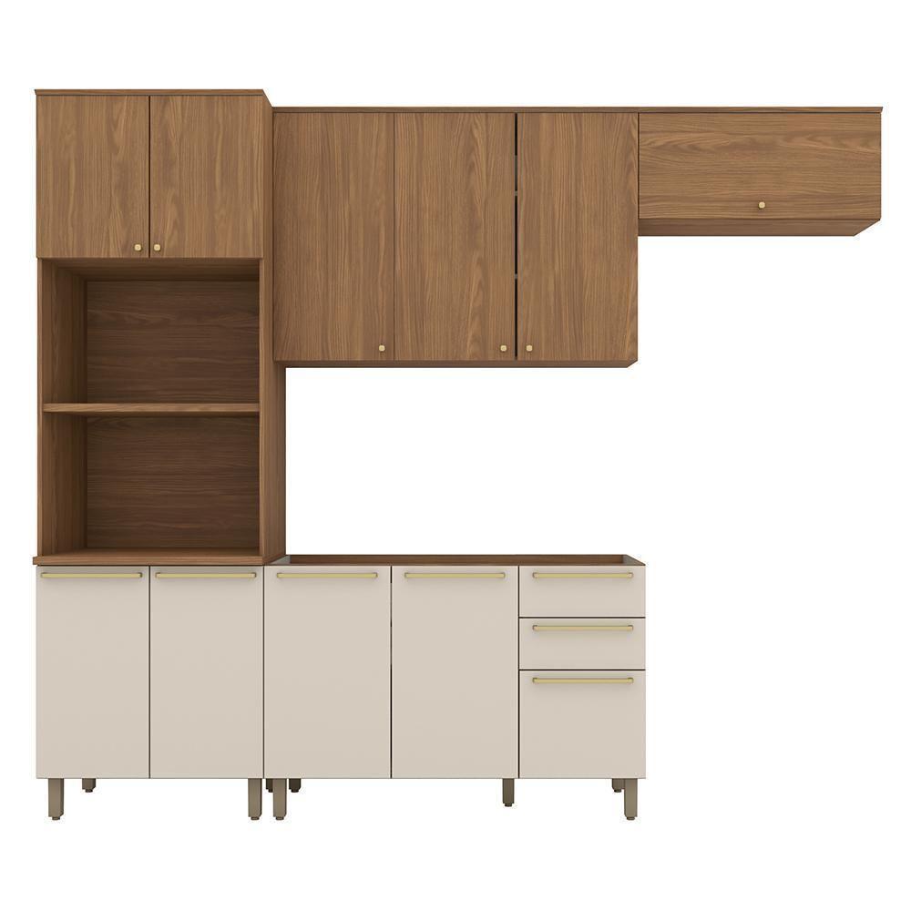 Cozinha Modulada Requinte 4 Peças Com Torre Quente 2 Fornos Nature/nature/areia - Móveis Henn Nature/nature/areia - 1