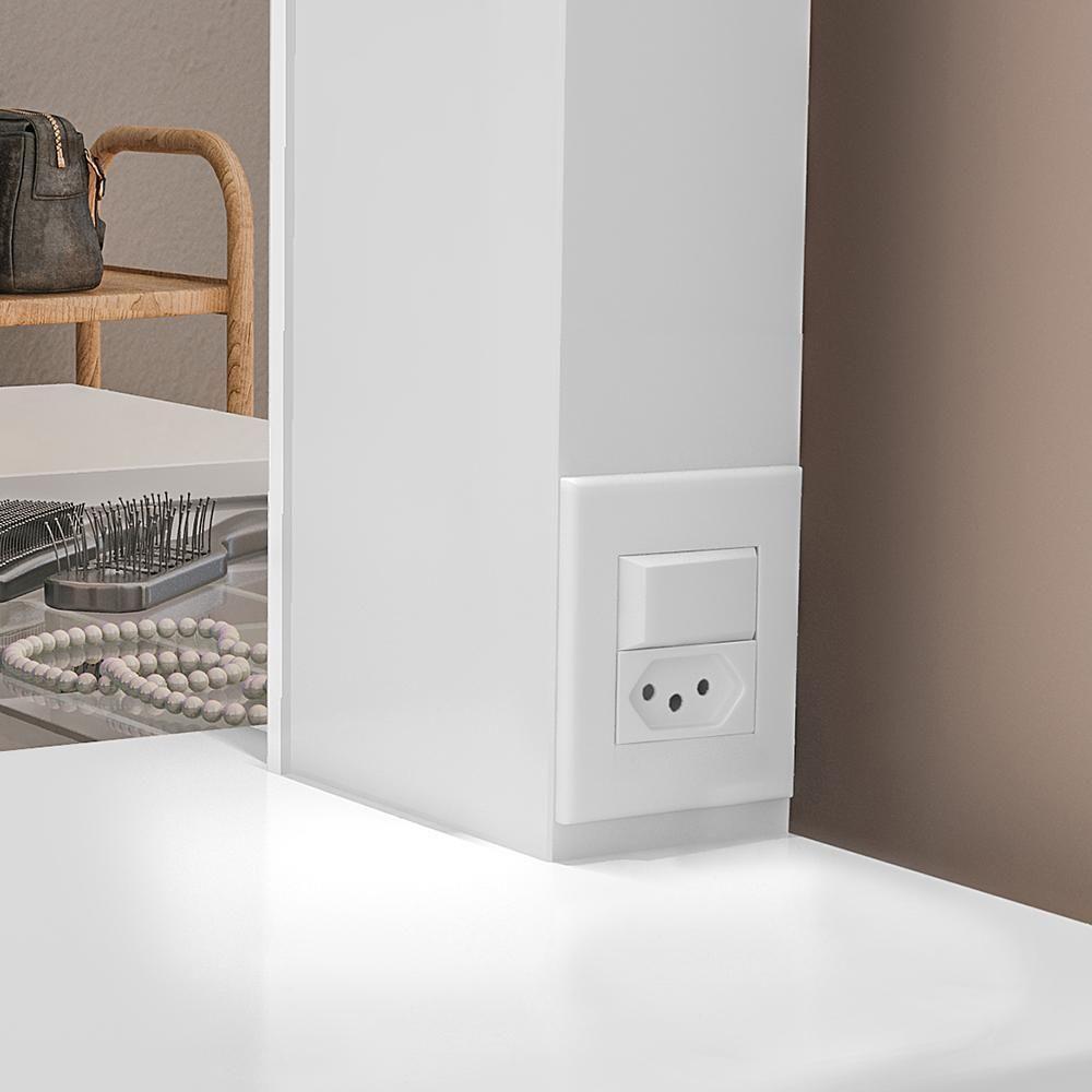 Penteadeira Camarim New Seul Branco Com Banqueta Almofadada - Móveis Luapa Branco - 3