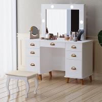 Penteadeira Camarim New Seul Branco Com Banqueta Almofadada - Móveis Luapa Branco - 2