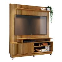 Combo Home Com Rodinhas + Painel Para Tv 60 Polegadas Ares - 7 Decor Cumaru - 1
