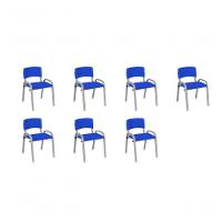 Kit 7 Cadeiras Infantil Iso, Escola, Base Cinza- Azul - 1