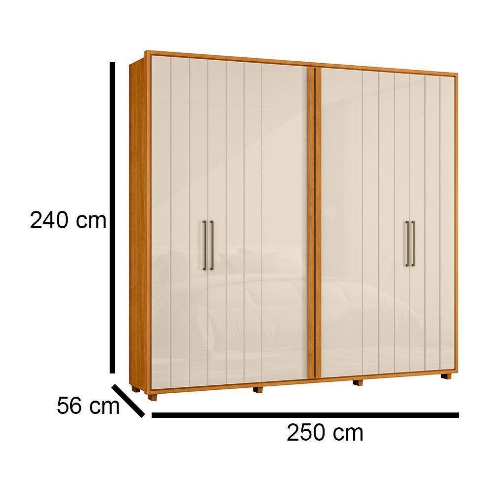 Guarda-roupa Casal Miró Ripado Com Escada 6 Portas 4 Gavetas - 7 Decor Cinamomo E Off White - 4