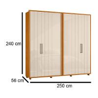Guarda-roupa Casal Miró Ripado Com Escada 6 Portas 4 Gavetas - 7 Decor Cinamomo E Off White - 4