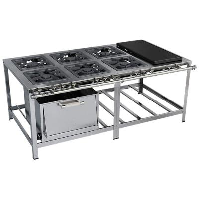 Fogão Industrial Stori Premium 6 Bocas 40x40 Forno Com Chapa M23 Aço Inox 430 Metalmaq Fogão Baixa Pressão