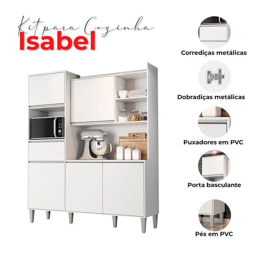 Armário Para Cozinha Kit Ambiente Isabel Branco Brilho - Ajl - 4