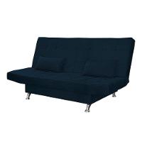 Sofá Cama Casal Com Almofadas Rivera Suede Azul Marinho - 1