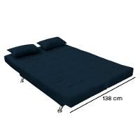 Sofá Cama Casal Com Almofadas Rivera Suede Azul Marinho
