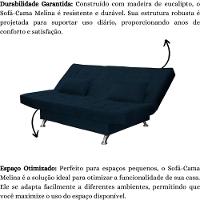 Sofá Cama Casal Com Almofadas Rivera Suede Azul Marinho - 6