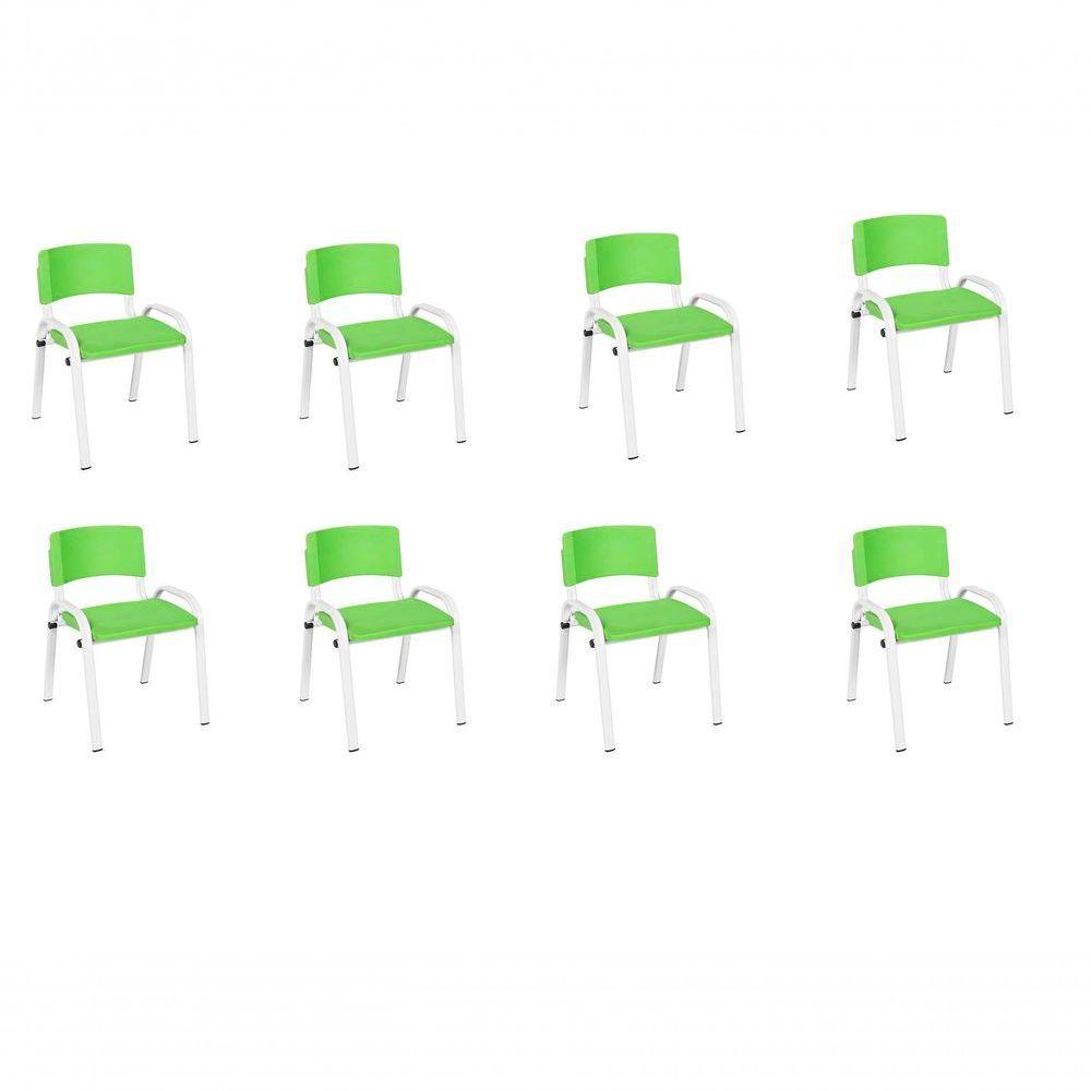 Kit 8 Cadeiras Infantil Iso, Escola, Base Branco- Verde Claro - 1