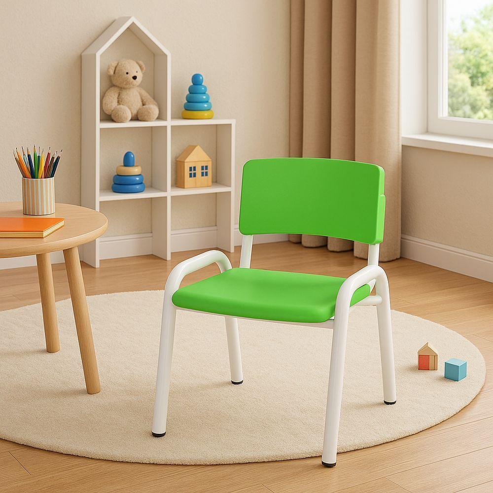 Kit 8 Cadeiras Infantil Iso, Escola, Base Branco- Verde Claro - 2