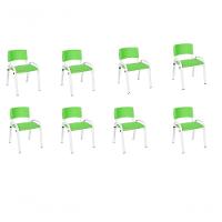 Kit 8 Cadeiras Infantil Iso, Escola, Base Branco- Verde Claro - 1