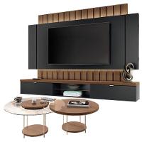 Home Suspenso Illusion 2.2 Preto Castanho E Kit Mesa De Centro Sky Castanho- Hb Móveis - 8