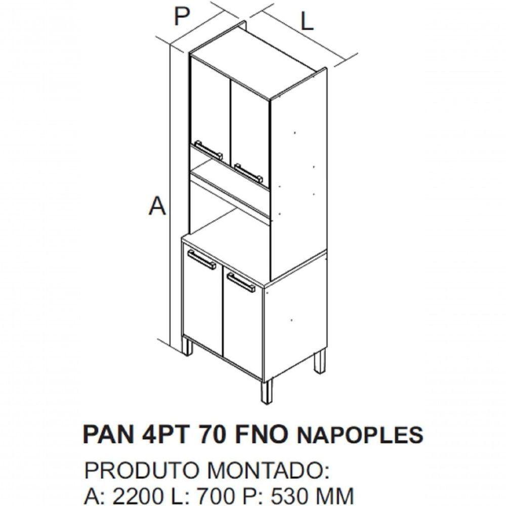 Paneleiro Torre Quente 4 Portas 1 Nicho Para Forno Nápoles - Itatiaia Cinamomo/off White - 3