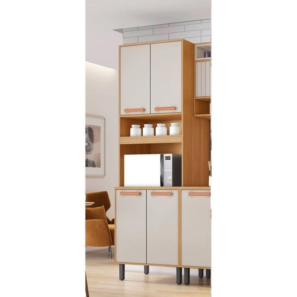 Paneleiro Torre Quente 4 Portas 1 Nicho Para Forno Nápoles - Itatiaia Cinamomo/off White - 4