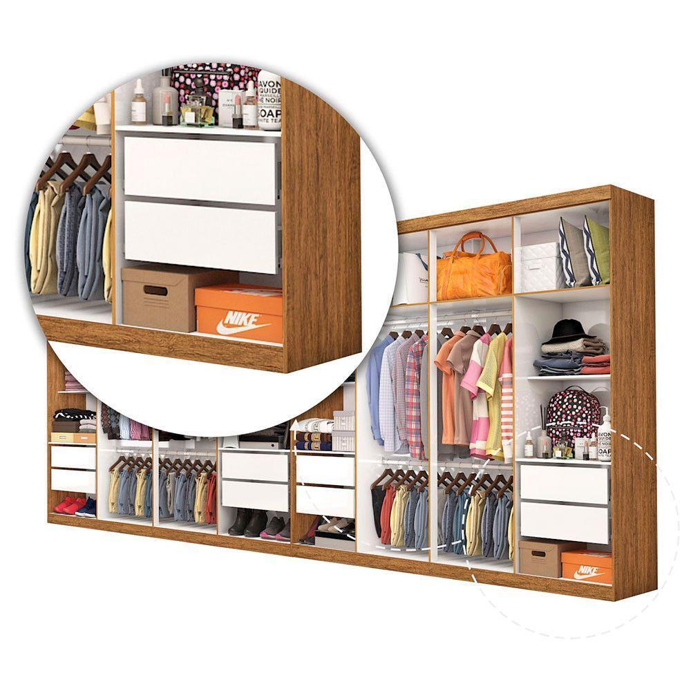 Closet Casal Duplo Rubi Premium 16 Portas Plus 8 Gavetas Cinamomo Branco - 7