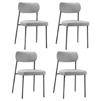 Conjunto 4 Cadeiras Lavínia Linho Cinza/aço Preto - Salaone Linho Cinza/aço Preto - 1