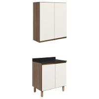 Armario Aereo Balcao 2 Portas 70cm Mdf Kali Nicioli Carvalho Toq Off White Cetim - 1