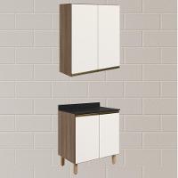 Armario Aereo Balcao 2 Portas 70cm Mdf Kali Nicioli Carvalho Toq Off White Cetim - 2