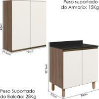 Armario Aereo Balcao 2 Portas 70cm Mdf Kali Nicioli Carvalho Toq Off White Cetim - 3